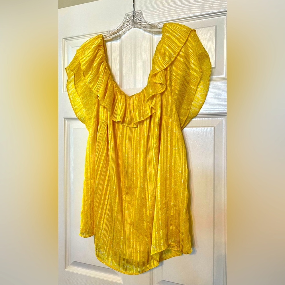 MICHAEL Michael Kors Women’s Marigold Yellow Ruffled Top Size 3X